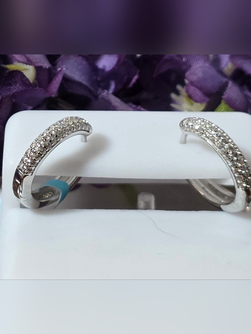 Sterling Silver Molassenite Diamond Hoop Earrings